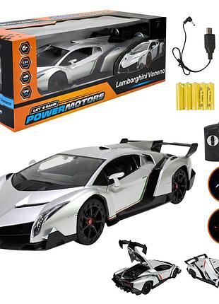 Машина р/к арт. pm1406 (12шт),"powermotors",1:14 lamborghini veneno,серый колir, аккум.,свет в кор.45*19,5*17см.