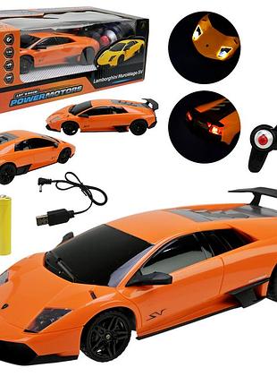 Машина р/к арт. pm2409 orange (24шт),"powermotors",1:24 lamborghini lp670, очаровывающий коллер, аккум.,свет в кор.26,5*14*10,5см.