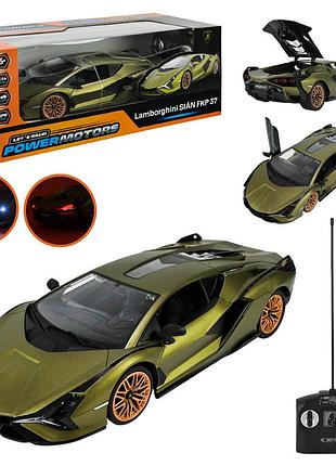 Машина р/к арт. pm1407green (12шт),"powermotors",1:14 lamborghini sian,зелений колiр,акум., у кор.45*19,5*17см.