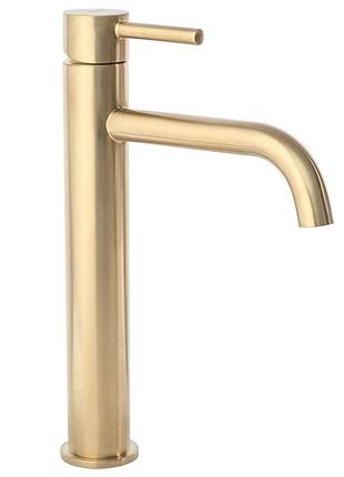 Смеситель для умывальника rea lungo gold matt, высокий (rea-b4526)