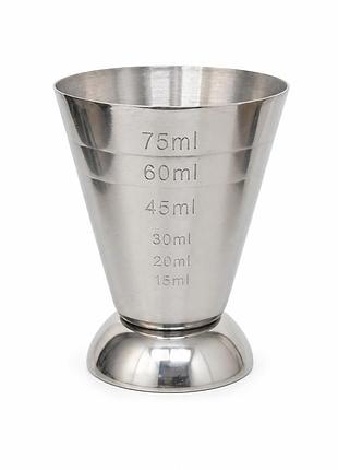 Джиггер барный для коктейлей с делениями 2,5 oz/75 мл/5 tbsp с нержавеющей стали серебристый