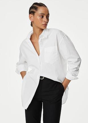 Сорочка білосніжна котонова оверсайз m&s роз.l