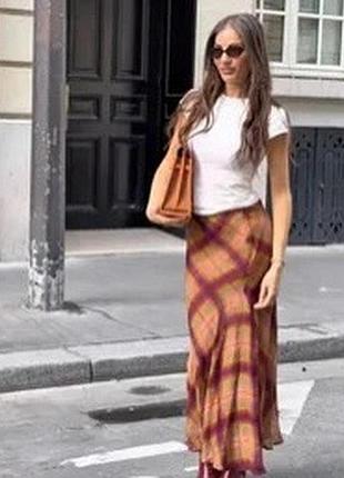 Красивая длинная юбка в клетку из вискозы zara ✨✨✨✨✨✨✨✨✨✨