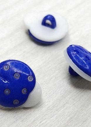 10 шт - ґудзик дитячий 13х15 мм пластик "божа корівка" на ніжці - синій