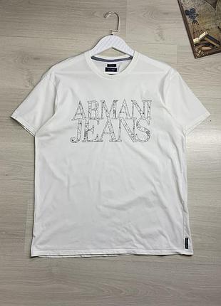 Чоловіча футболка armani jeans стильна базова преміальна річ, чудова якість бавовни, розмір l–xl (l-xl / ua 50–54), чудовий стан без нюансів