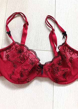 Красный бюстгальтер ажурный бюст кружевной лиф кружевый next intimates 36c 80c 75d