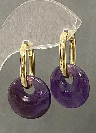 Серьги аметист d-15мм+- l-27мм+-