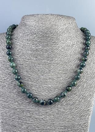 Ожерелье из натурального камня яшма океаническая гладкая шарик d-8.5мм+- l-50см +-