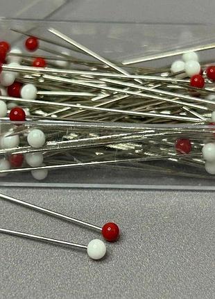 Булавка портновская с стеклянной головкой 0.5х35 мм - 100 шт