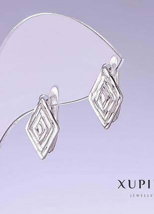 Серьги xuping l-16мм s-9мм родий