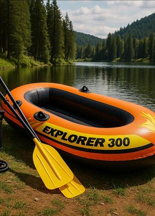 Надувная лодка explorer 300 с веслами и насосом 211*117*41 см