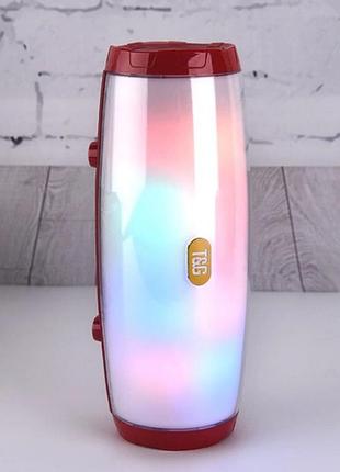 Портативная беспроводная bluetooth колонка tg-165 c led с rgb подсветкой red