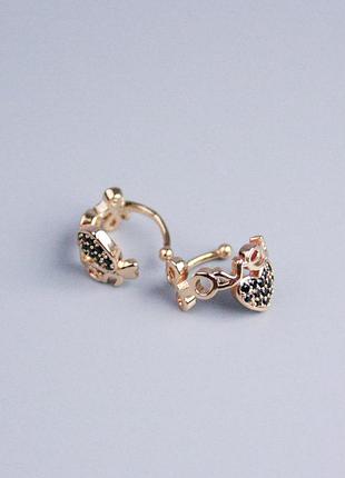 Каф xuping позолота 18к черные стразы love 10х8мм + -
