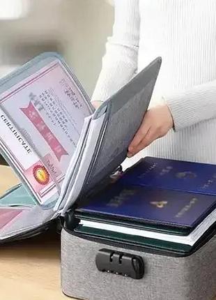 Дорожный органайзер-кейс для документов и гаджетов с кодовым замком водонепроницаемый