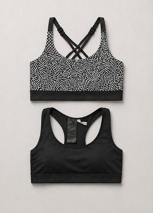 Спортивные топы женские h&amp;m набор 2 шт черный + принт m