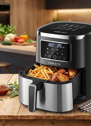 Аэрофритюрница sokany sk 10052 1700w аэрогриль безмасляная мультипечь для приготовления без масла 7 л с сенсорным управлением