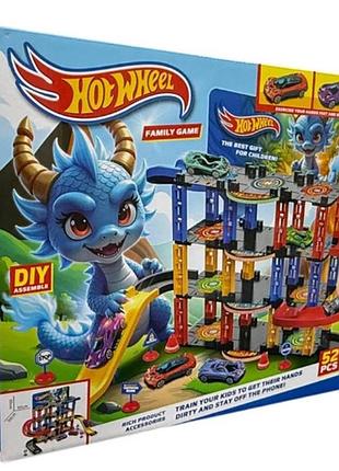 Траса з гірками та паркінгом hot wheels snake garage family game 52 деталі