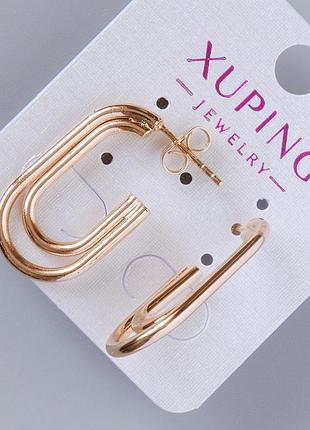 Серьги пусеты xuping d-29х16мм+- позолота 18к