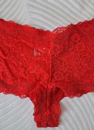 Красные кружевные трусики шортики фирмы marks and spencer размер 12 английский
