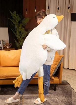 Игрушка подушка мягкая my kigu гусь плюшевая большая антистресс белая 130 см
