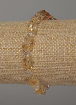 Браслет цитрин галтівка 8-10х7мм+- l-18см+- чешський кришталь 6х5мм+- стрейч