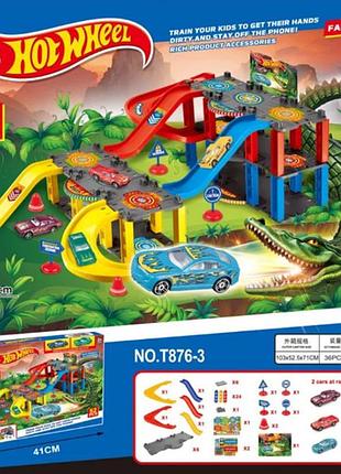 Траса з гірками та паркінгом hot wheels snake garage 52 деталі