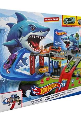 Траса з гірками та паркінгом hot wheels snake garage 38 деталей