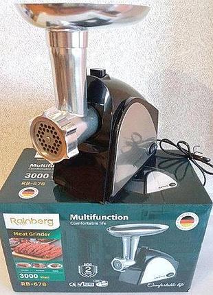 Мясорубка rainberg rb-678 3000w + насадка для колбас
