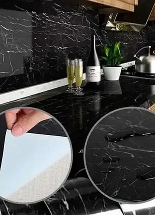Самоклеящаяся пленка 5м черная мрамор для кухни kitchen sticker мраморная наклейка 3м на 60см