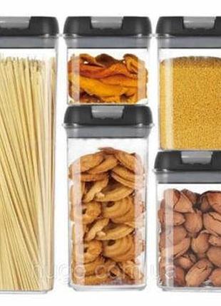 Набор прозрачных прямоугольных контейнеров для хранения сыпучих продуктов-5 шт bn-3053