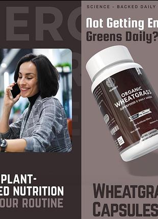 Пищевая добавка heroot organic wheatgrass (паростки пшеницы) в форме капсул.индия.
