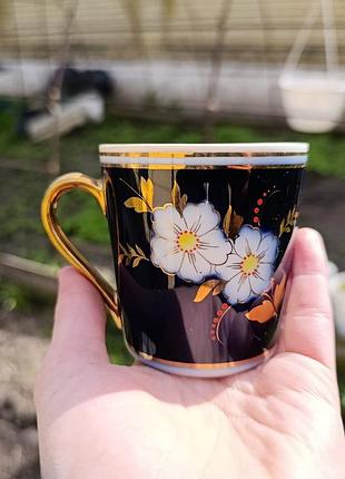 Чашка фарфоровая кобальт длиннее яблоневый цвет 4 шт