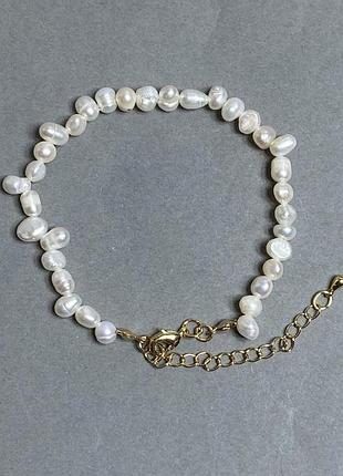 Браслет річковий перли d-5,5-6,5х4-5мм+-l-18 см +5 см подовжувальний ланцюжок