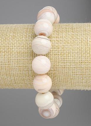 Браслет агат гладкий шарик d-14мм+- l- 18см +- стрейч