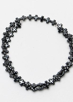 Бусины из гематита крест d-6х6х3мм+-, l-39см+- на леске