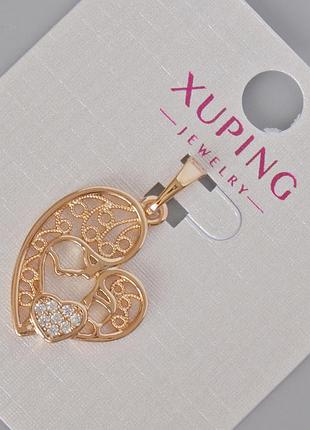 Кулон xuping "мама с младенцем" с белыми стразами d-27х17мм+- позолота 18к