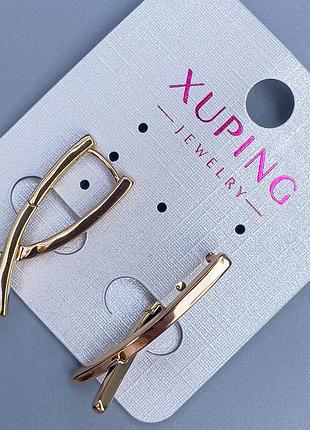 Серьги xuping 27х2,5мм+- позолота 18к