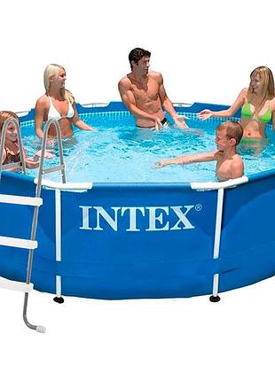 Каркасный бассейн intex 28200-5, 305 х 76 см (каркас, чаша, фильтр 2 006 л/ч, лестница, тент, подстилка)