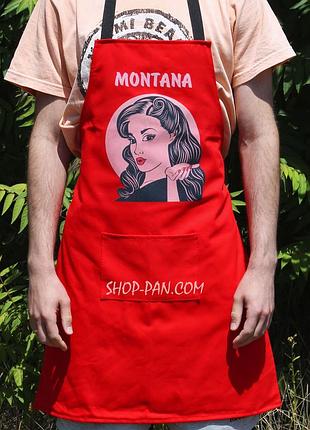 Фартух червоний (саржа) з вашим принтом - montana