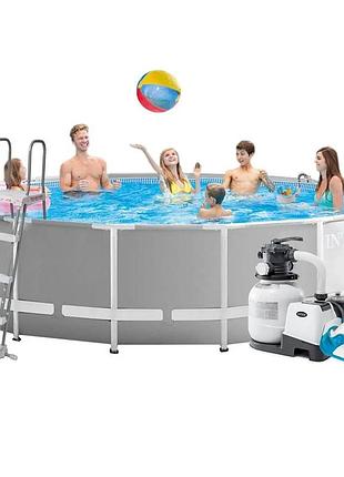 Каркасний басейн intex 26726-7, 457 x 122 см (7 900 л/год, драбина, тент, підстилка, набір для догляду)