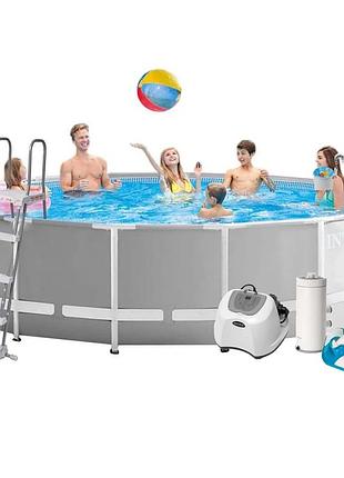 Каркасний басейн intex 26726-6, 457 x 122 см (4 г/год, 3785 л/год, тент, підстилка, драбина, набір для догляду)