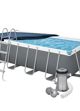 Каркасний басейн bestway 56670, 488 х 244 х 122 см (каркас, чаша, фільтр 3 028 л/год, драбина, тент)