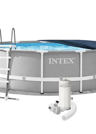 Каркасний басейн intex 26726 457 x 122 см (каркас, чаша, фільтр 3 785 л/год, драбина, тент, підстилка)