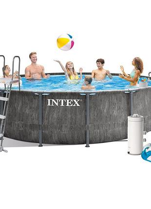 Каркасний басейн intex 26742-5, 457 x 122 см (3 785 л/год, драбина, тент, підстилка, набір для догляду)