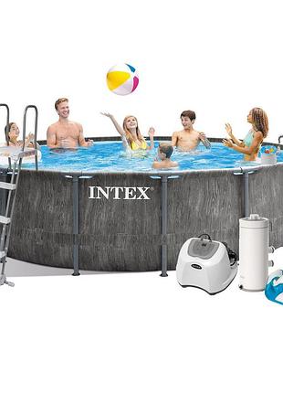 Каркасний басейн intex 26742-6, 457 x 122 см (4 г/год, 3785 л/год, тент, підстилка, драбина, набір для догляду)