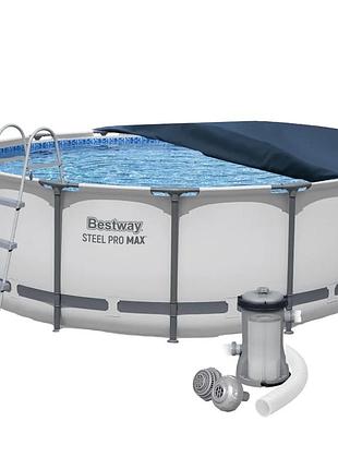 Каркасний басейн bestway 5612x, 427 х 122 см (каркас, чаша, фільтр 3 028 л/год, драбина, тент)