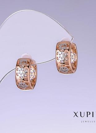 Серьги xuping l-14мм s-7мм родий, позолота 18к