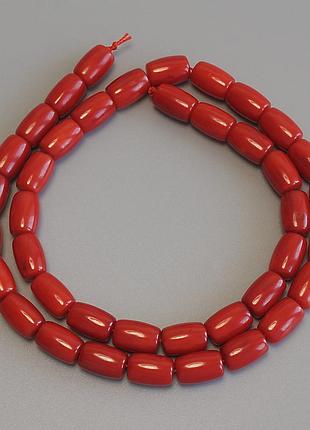 Бусины коралл бочонок 10х6,5мм+- l-41см+- на нитке