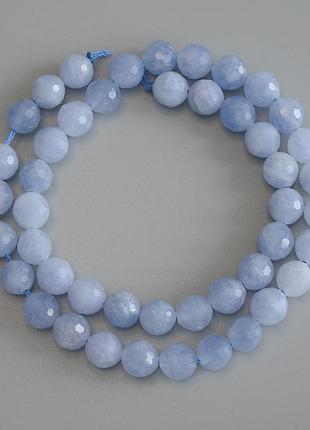 Бусини аквамарин гранна кулька d-8мм+- l-37см+- на нитці