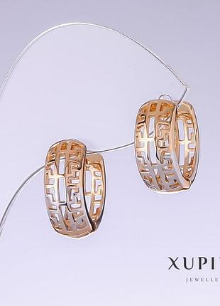 Серьги xuping l-17мм s-7мм родий, позолота 18к